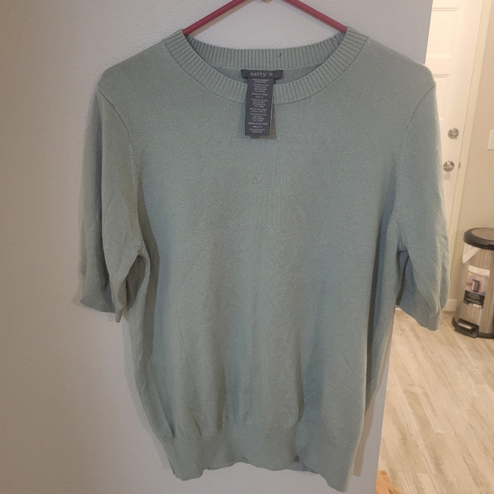 Matty M Light Green Crew Neck Sweater